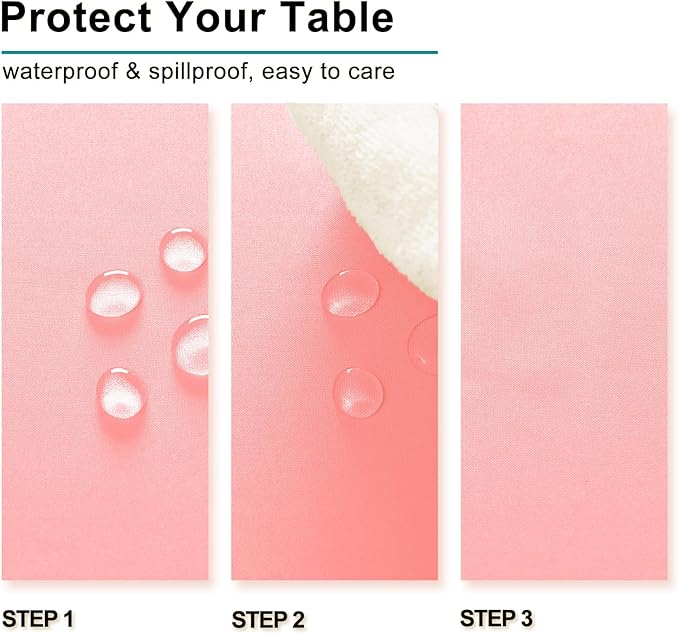 Hiasan Rose Pink Rectangle Tablecloth - Waterproof Washable Polyester Fabric Table Cloth for Buffect Dining Birthday Party Wedding, 30 x 60 Inch