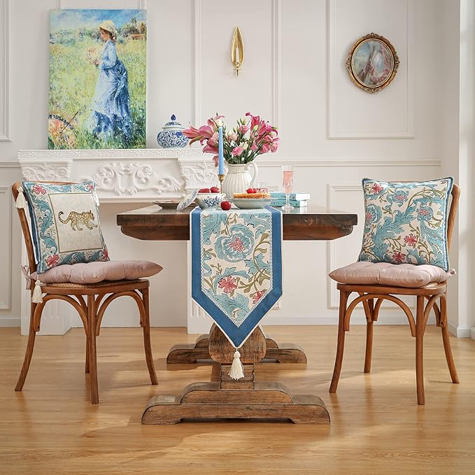 patdrea Linen Leopard Animal Table Runner Farmhouse for Home Kitchen Dining Decor Parties Family Dinners Christmas,12 x 118