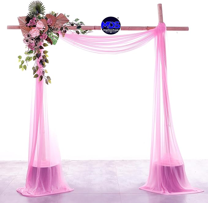 MDS Halloween Chiffon Draping Fabric - 1 Panel, 30" Wide x 30ft Long - Sheer Spooky Arbor & Canopy Drapery for Haunted House Backdrops, Party Ceilings, DIY Costumes & Themed Events - Bubblegum Pink