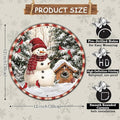 Round Christmas Metal Signs Vintage Snowman and Birds Tin Sign – Red