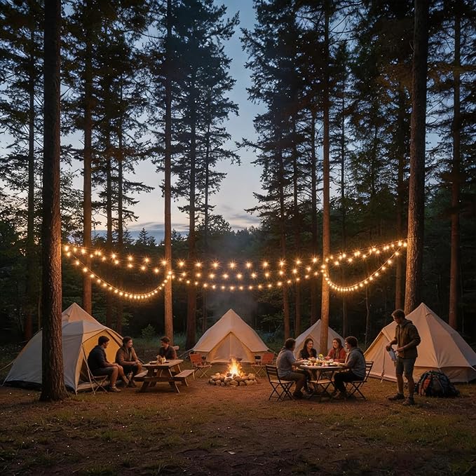 String Lights for Outdoor Use, 200 FT Dual-Zone LED in Warm White