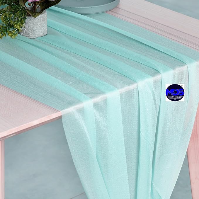 MDS Halloween Chiffon Table Runner - 20 Pack, 29 x 170 Inches, 14ft Each - Sheer Spooky Table Runners for Haunted House Parties, Trick-or-Treat Tables, Witchy Décor, Wedding & Events - Teal