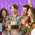 Foil Curtain Backdrop Metallic Tinsel Foil Fringe, 10 Pack – Purple