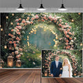 5x3ft Enchanted Forest Wedding Photography Backdrop Wonderland Roses Fairy Tale Backdrop Pink Flower Birthday Newborn Baby Shower Wedding Bridal Party Banner Photo Booth Props Anniversary Background