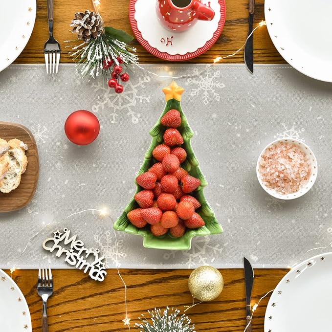 Artoid Mode Grey Snowman Snowflake Let it Snow Christmas Table Runner, Seasonal Winter Kitchen Dining Table Decor for Home Party Indoor 13x48 Inch