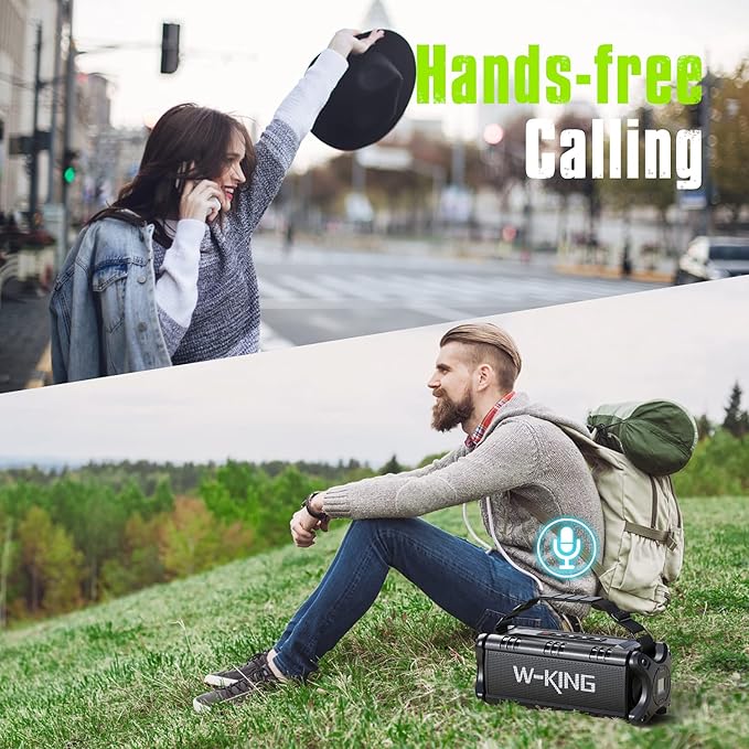 W-KING Bluetooth Speaker, 90W Max Portable Outdoor Speaker Loud, IPX6 Waterproof/50W Deep Bass Subwoofer/40H/EQ/Dual Pairing/TF/AUX, Large Boombox Speakers Bluetooth Wireless for Party/Beach/Jobside