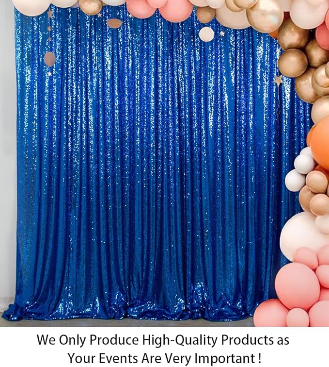 ShinyBeauty Sequin Curtain Royal Blue 4FTx8FT Sequin Photo Backdrop Royal Blue Sequin Backdrop Curtain Glitter Photography Backdrop Bridal Shower Backdrop for Wedding