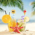 Straws, 24 Count Reusable Glitter Beach Design for Summer Parties