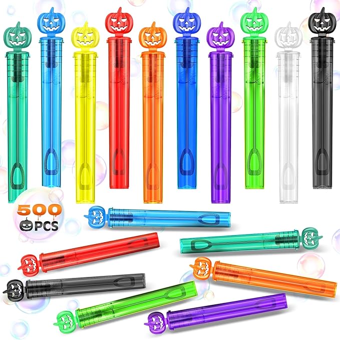 Shemira 500PCS Halloween Bubble Wands, Mini Bubbles Party Favors for Kids, Halloween Party Favors, Halloween Goodie Bag Stuffers, Classroom Prizes Gifts for Kids, Halloweens Trick or Treat Toys Bulk