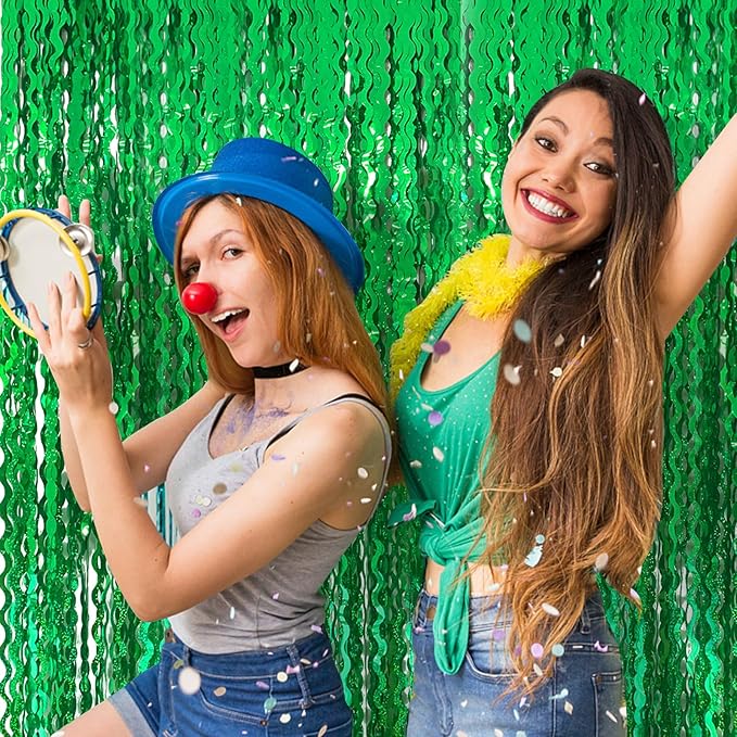 Tinsel Foil Fringe Curtains Wavy Backdrop for Parties Sparkle Metallic Wavy Foil Fringe Backdrop Curtain for Party Decorations Photo Booth Props for Birthday Graduation Wedding