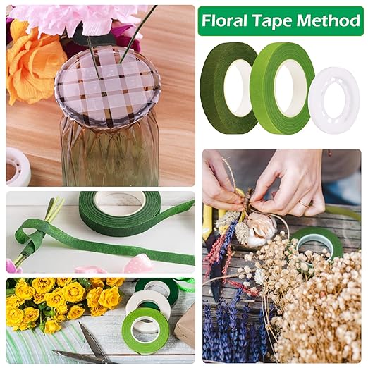 GLAMFIELDS Floral Arrangement Kit with Floral Tape, 26 Gauge Floral Stem Wire, 22 Gauge Floral Wire, Cutter, Boutonniere Flower pin for Bouquet Stem Wrapping, Floral Crafts and Wedding Bridal Bouquets