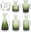 Glass Bud Vase Set of 5, Green Small Flower Vases for Centerpieces