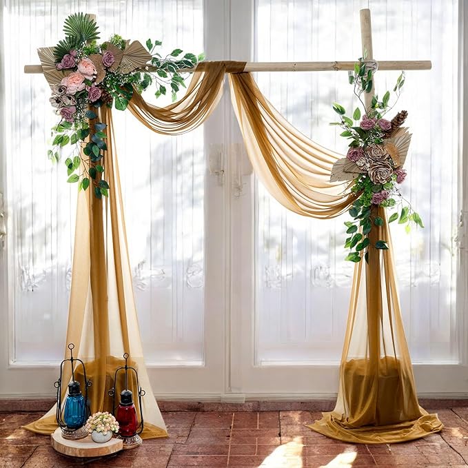 MDS Halloween Chiffon Draping Fabric - 1 Panel, 30" Wide x 20ft Long - Sheer Spooky Arbor & Canopy Drapery for Haunted House Backdrops, Party Ceilings, DIY Costumes & Themed Events - Mocha