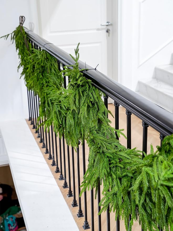 Garland 15 Ft Norfolk Pine Dark Green PE Christmas Decor