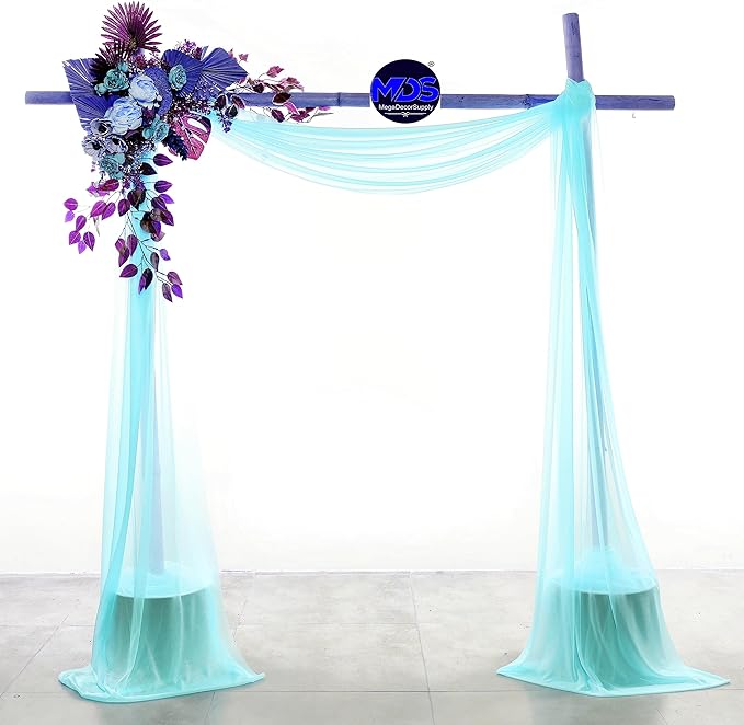MDS Halloween Chiffon Draping Fabric - 2 Panel, 30" Wide x 75ft Long - Sheer Spooky Arbor & Canopy Drapery for Haunted House Backdrops, Party Ceilings, DIY Costumes & Themed Events - Teal