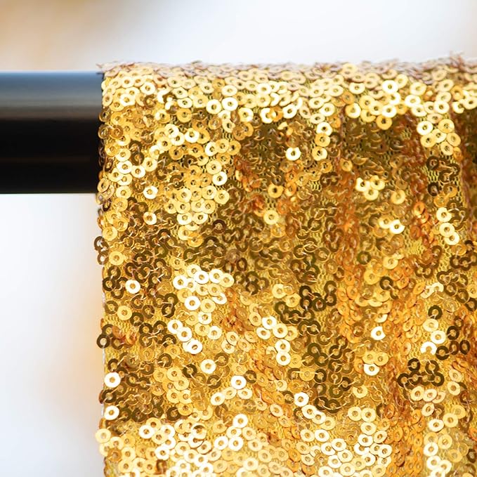 JYFLZQ Gold Sequin Backdrop Curtains 10ft x 10ft 1 Panel Glitter Photo Booth Backdrops Sparkly Photography Background Drapes for Parties Wedding Bridal Showers