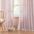 Soft Pinch Pleated Semi Sheer Curtains Textured Linen Blended – Pink