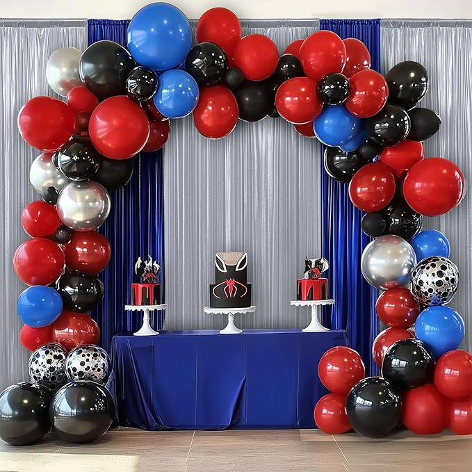 Backdrop Curtain Panels in Silver Glitter, 6 Pieces, 5 x 10 ft Each