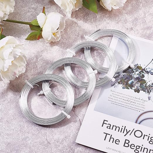 Fashewelry 5mm Aluminum Flat Bendable Craft Wire Silver 32.8Ft Nose Wire for Christmas Tree Decoration Face Masks Sculpture Resin Bezel Frame Jewelry Ring Making Wrapping Plant Bonsai
