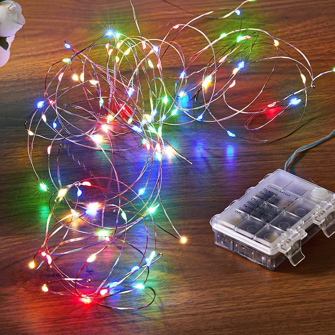 2 Pack 32.8 Ft. Battery Operated Outdoor String Lights with Remote & Timer, LED Multi Color Fairy Lights, Waterproof Twinkle Lights for Bedroom, Dorm, Mason Jar, Wedding, Party, Christmas