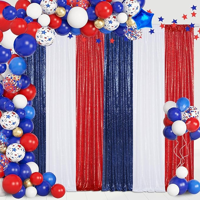 Poise3EHome White Sequin Backdrop Curtain,4 Panels 2FTx8FT Glitter Background for Party Birthday Party Baby Shower Wedding Christmas Thanksgiving Halloween Holiday Festival Decor