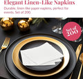 Linen-Feel Paper Cocktail Napkins, 200 Count, White, 2-Ply
