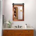 Farmhouse Barn Door Wall Mirror, 25" X 38" Rustic Wood Framed Mirror