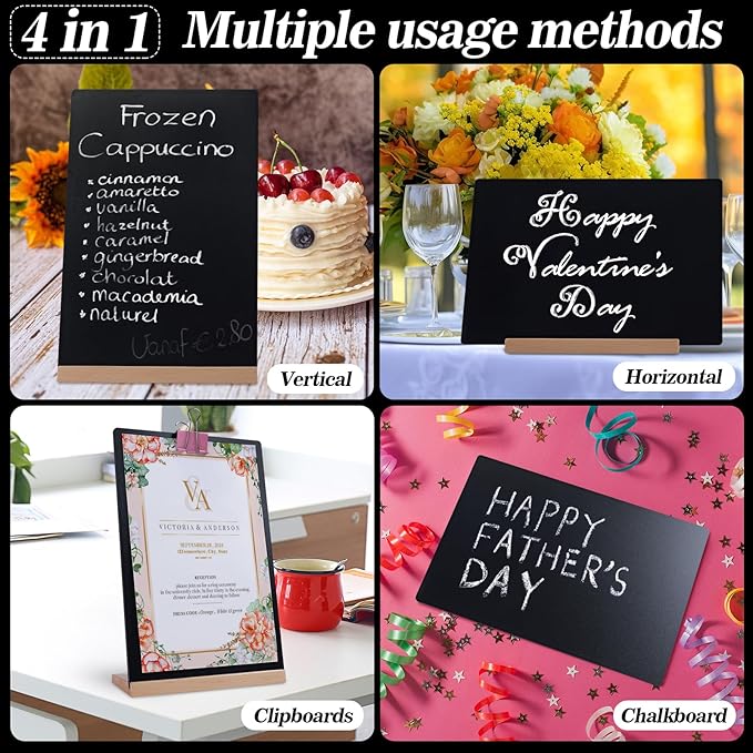 8 x 12 Chalkboard Sign, Reusable Double Sided Small Chalkboard Signs with Wooden Base Stand, Menu Chalk Board Sign Store Food Signs for Party, Tables Decoration, Bar and Restaurant (1 Pack)