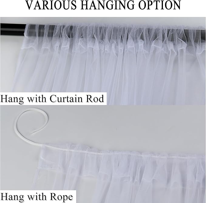 Outdoor Curtains – 2 White Waterproof Mesh Panels, 125 x 120 Inches