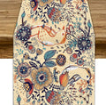 Vintage Paisley Table Runner, Boho Beige Paisley Flower Leaves Print Table Runner for Home Party Patio Indoor Outdoor, 13x90inch