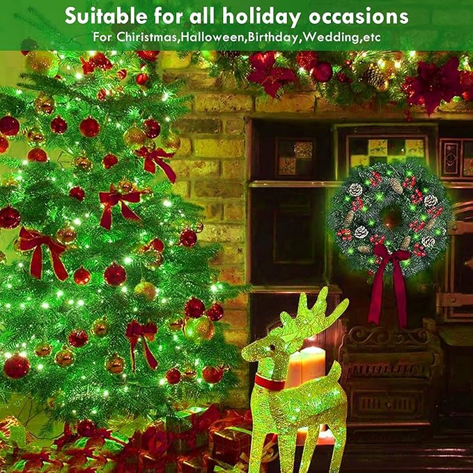 3 Pack Fairy Lights Battery Operated with Remote Control Timer, 26 FT 80 LED String Lights Outdoor Indoor, 8 Mode Twinkle Lights for Party Wedding Birthday Bedroom St Patricks Day Decorations(Green)