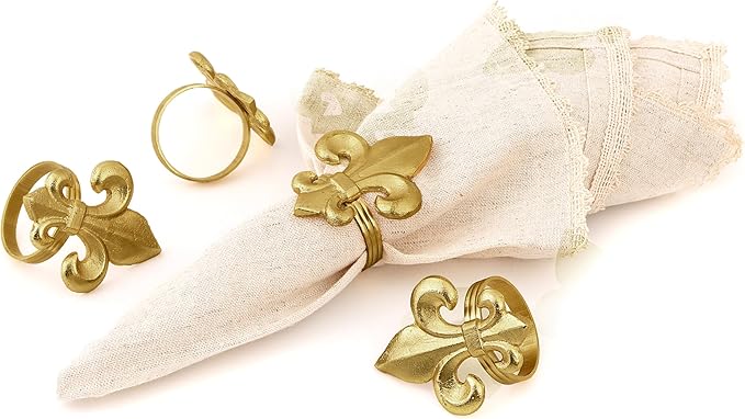 Napkin Rings Set of 12 in Brushed Gold Aluminum, Semicircle Shape
