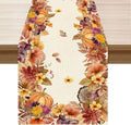 XCHI Fall Color Wild Flowers Watercolor Table Runner Table Decoration for Kitchen Dining Dinner Autumn Home Decor 13x120 Inch