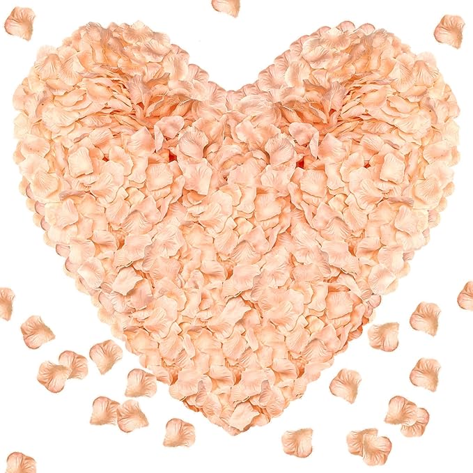 1000Pieces Rose Petals, Artificial Flower Petals Fake Rose Petals for Romantic Night,Wedding,Proposal Anniversary Flower Decorations(Flesh Pink)