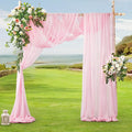 2 Panels Wedding Arch Draping Fabric Sheer Chiffon, 30" X 20Ft – Pink