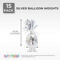 Silver Balloon Weights with Hooks, 15-Pack, Fringed Mylar Top