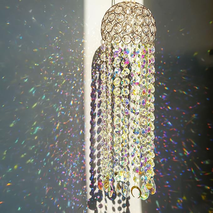 Chandelier Wind Chimes Crystal Suncatcher Window Hanging Sun Catchers AB Color Crystal Prism Rainbow Maker Pendant…
