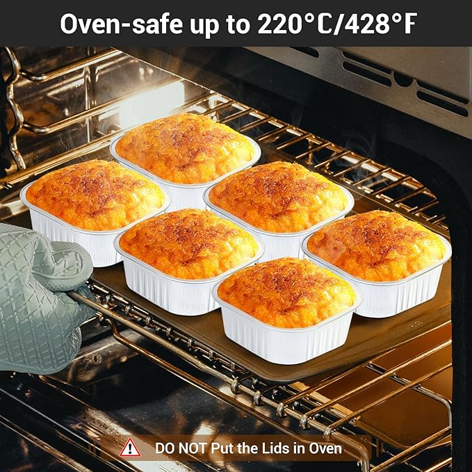 Baking Cups, 10 oz Aluminum Ramekins with Clear Lids, 100 Count