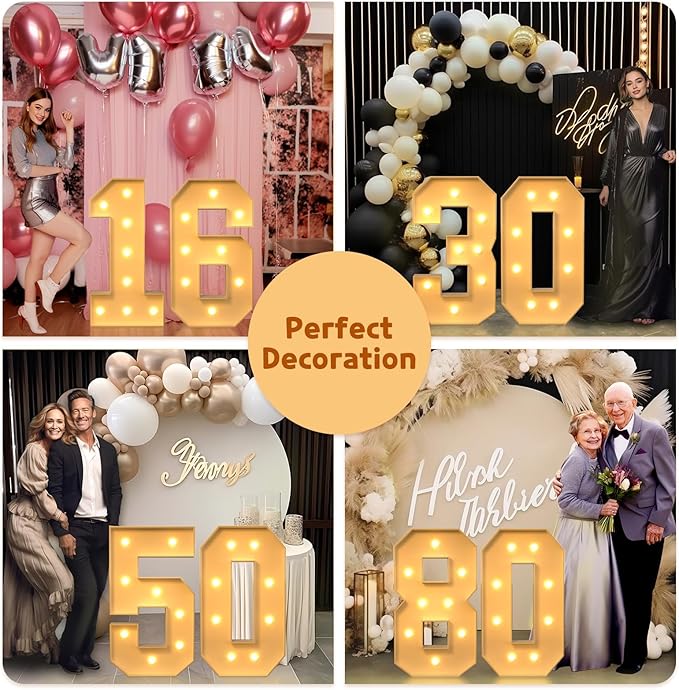 Event Party Supplies: 3 Ft Light Up Marquee Numbers, Foam Board