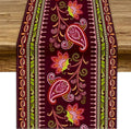 Dark Red Paisley Table Runner, Vintage Boho Paisley Flowers Geometric Print Table Cover for Farmhouse Wedding Party Home Kitchen Dining Table, 13x70inch