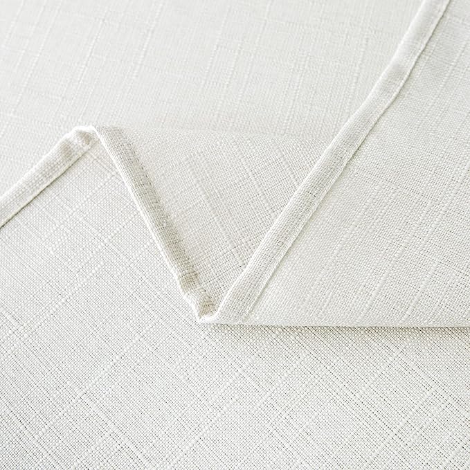 NLMUVW White Linen Tablecloth Round 36 Inch Textured Rustic Table Cloth Water Resistant Farmhouse Table Cover for Kitchen Dining Cafe