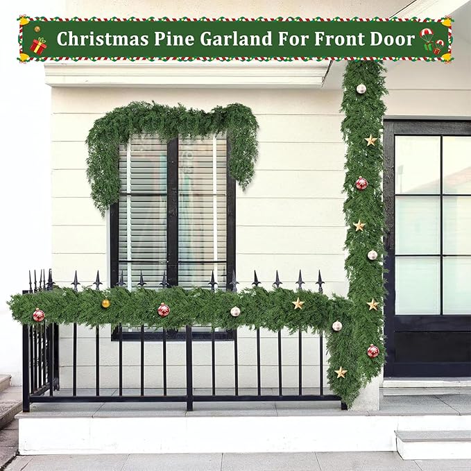 Christmas Garland, 9 ft Green PE Pine with 238 Sprigs