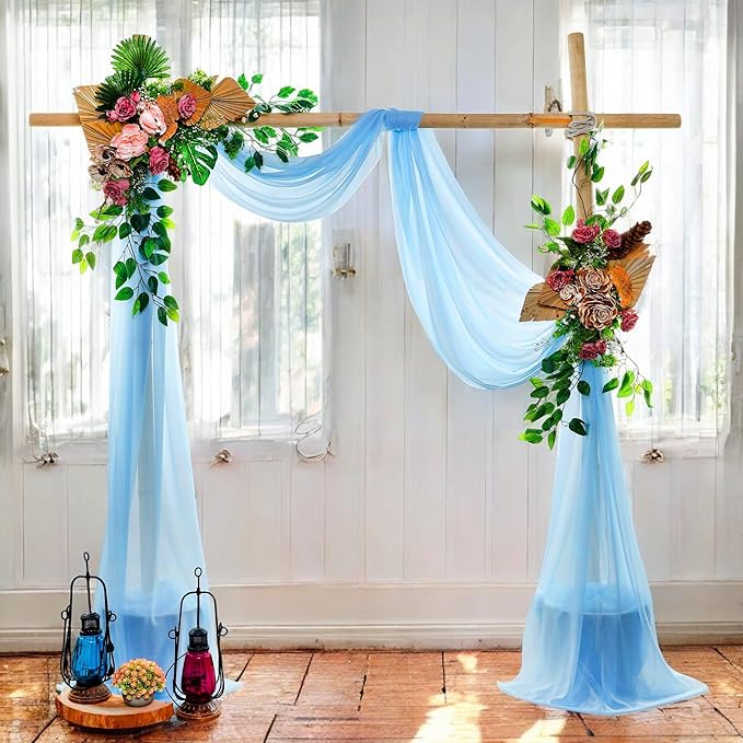 MDS Halloween Chiffon Draping Fabric - 2 Panel, 30" Wide x 30ft Long - Sheer Spooky Arbor & Canopy Drapery for Haunted House Backdrops, Party Ceilings, DIY Costumes & Themed Events - Turquoise