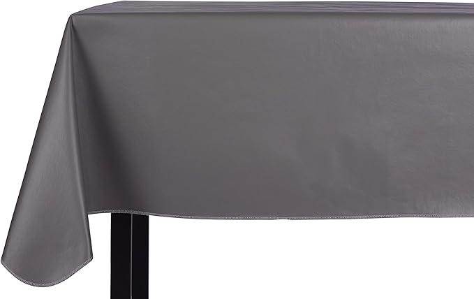 Vinyl Tablecloth in Gray, 52 x 90 Inch Rectangle, Water-Resistant
