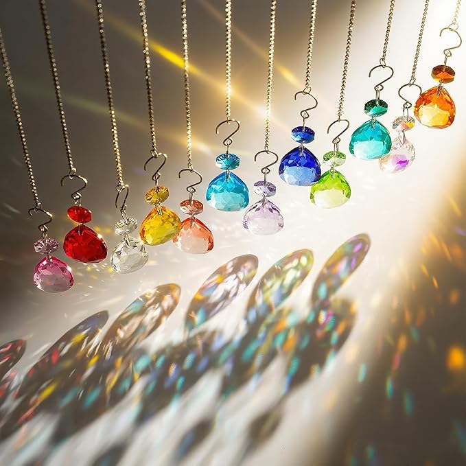 H&D HYALINE & DORA 3Inch Crystal Suncatcher Bauhinia Prisms Pendants 10Pcs Chandelier Crystals Replacement Hanging Sun Catcher Beads for DIY Arts Crafts Decor (Water Red)