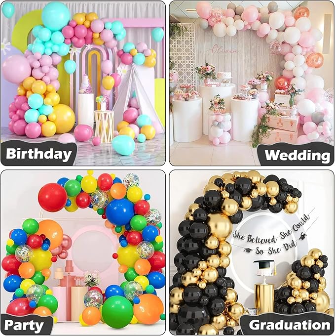 Balloon Arch Stand Kit, Black Half Arch, 8.2ft and 6ft Heights