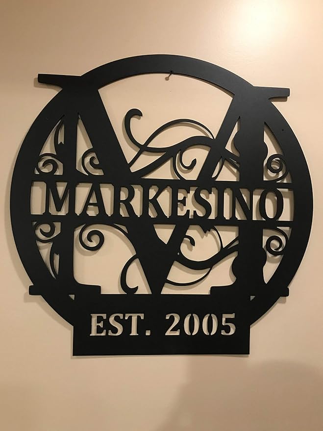 Decorative Steel Sign Plaque, Powder-Coated Finish, Personalized Monogram