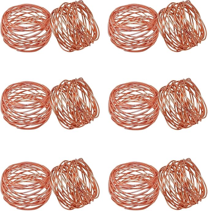 Handmade Round Mesh Napkin Rings Holder for Dinning Table Parties Everyday, Set of 12