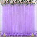 Lavender Tulle Backdrop Curtain with Led Lights for Wedding Baby Shower Girls 10ft X 8ft Lilac Lavender Sheer Backdrop Curtain for Birthday Party Bridal Shower Photoshoot Background Decorations