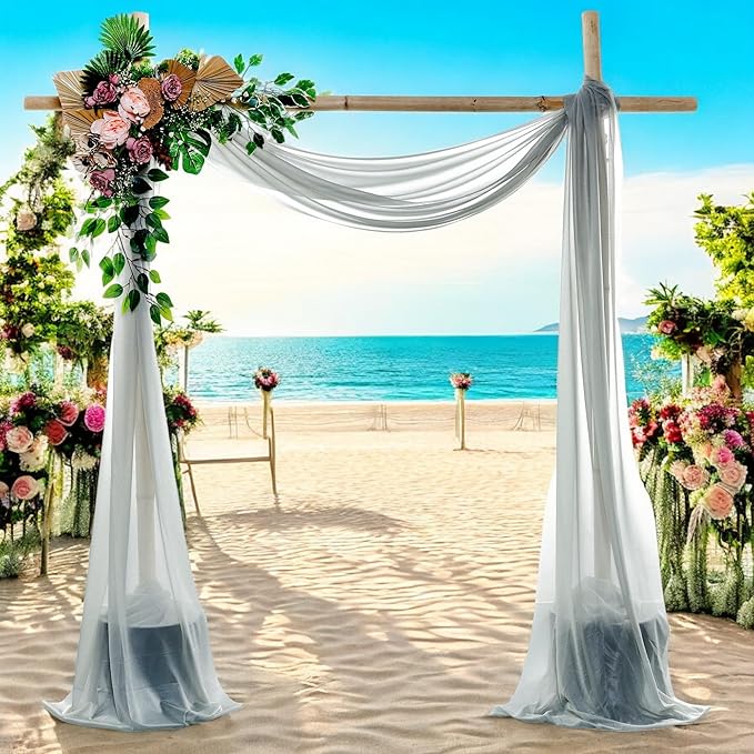 MDS Halloween Chiffon Draping Fabric - 2 Panel, 30" Wide x 30ft Long - Sheer Spooky Arbor & Canopy Drapery for Haunted House Backdrops, Party Ceilings, DIY Costumes & Themed Events - Gray